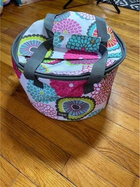 Thirty-One Round Thermal Caddy Tote Bag Bubble Bloom Floral Retired Print